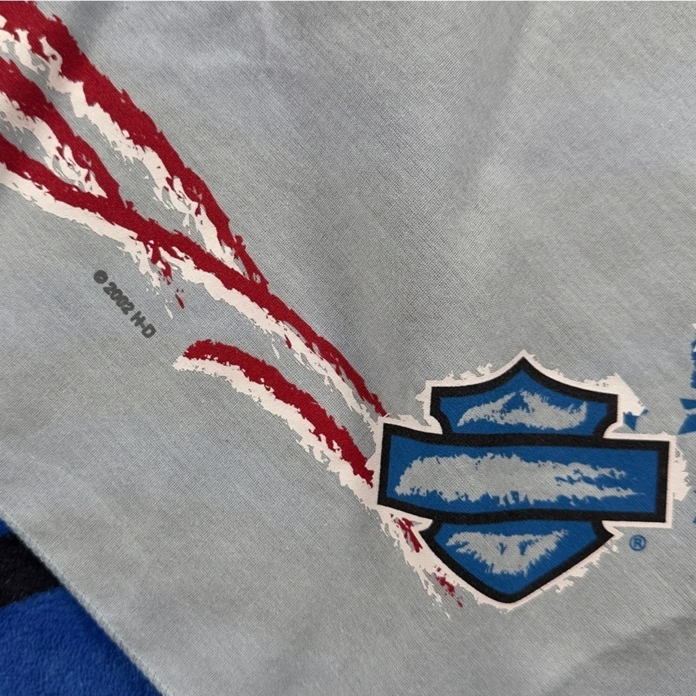 Y2K 03 VTG Harley-Davidson Gray “Freedom” Bandana with Red White and Blue 🇺🇸